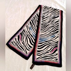 Michel Robichaud Paris Vintage Zebra Animal Print Long Silk Scarf